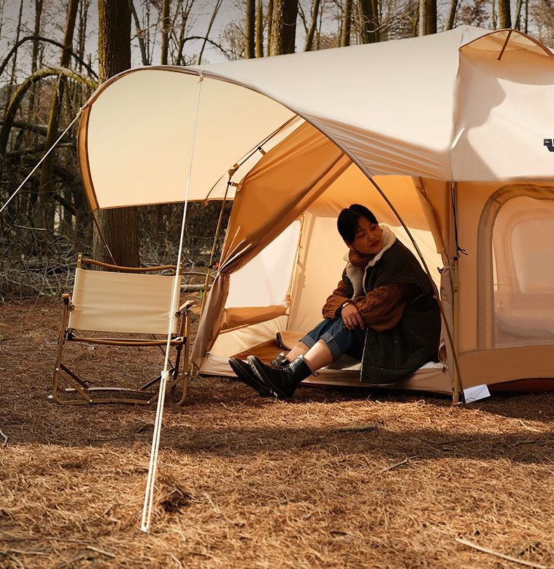 Cheap Goat Tents TANXIANZHE Integrated Hexagon Tent Outdoor Camping Bionic Design Large Space Camping Tent Sun Shelters Instant Cabin Tents   